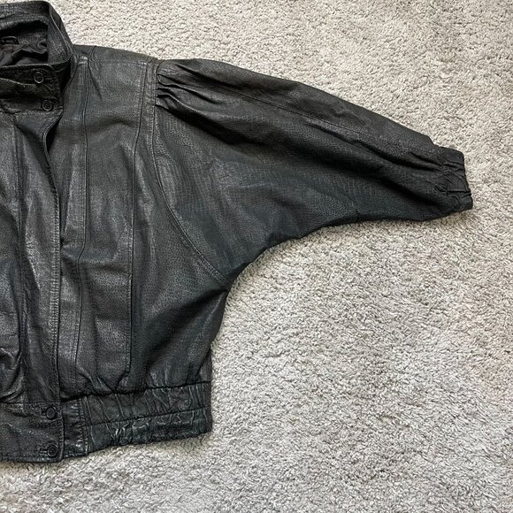 Vintage Pelle Leather Jacket Medium Black Dolman Sleeve Oversized - Picture 4 of 12
